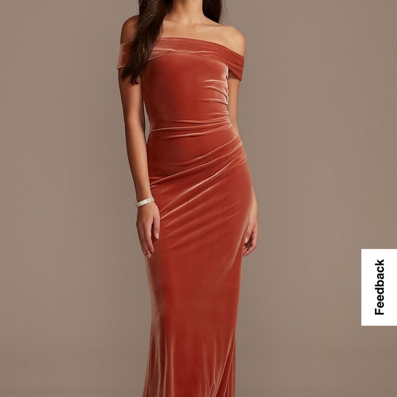 Davids Bridal Velvet Off The Shoulder 